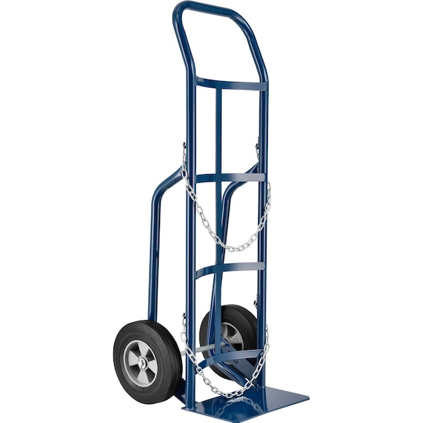 Global Industrial Single Cylinder Hand Truck with Curved Handle, 10 Semi-Pneumatic Wheels, 800 Lb. Cap, 47H 988991 - main